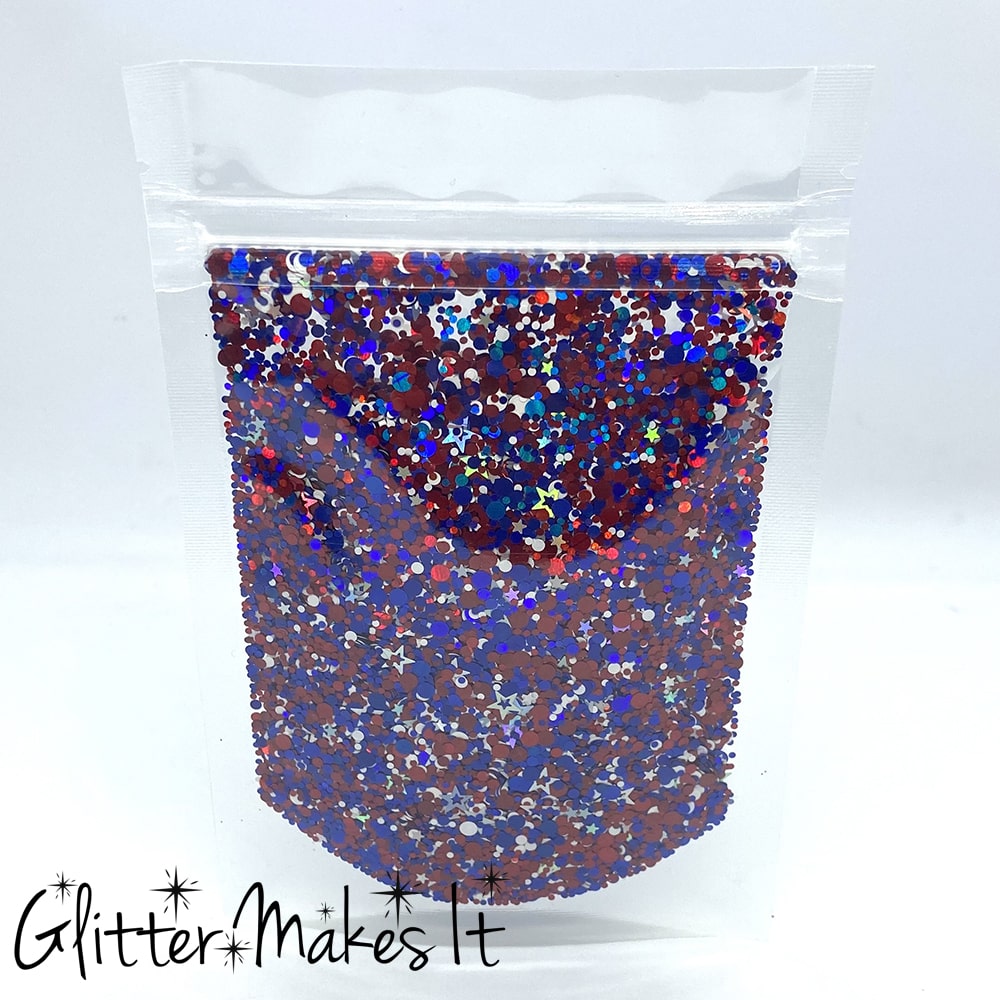 Star Spangled Shape Glitter | Red, White, and Blue Glitter | 4th of July  Glitter | Star Shaped Glitter | Tumbler Glitter | Shape Glitter